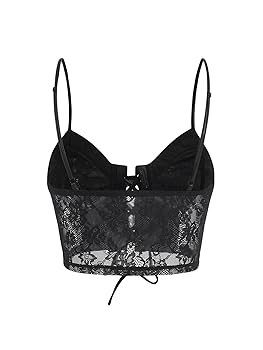 トップス INSCRIRE Lingerie Camisole Women Y2K Front Split Tank Top Sleeveless Lace Trim Scoop